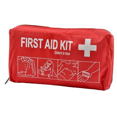 Førstehjælpskasse, rød, stor, komplet udstyr