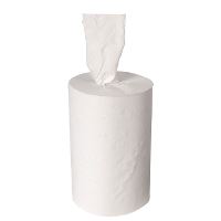 WeCare® Håndklæderulle u/hylse, 1-lags, hvid, 120m
