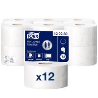 Tork toiletpapir mini, T2, 2-lags, 170m, hvid
