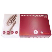 WeCare® Nitrile White, acceleratorfri engangshandske, pudderfri, hvid, 7/S