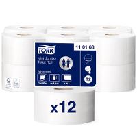 Tork toiletpapir mini, T2, 1-lags, 240m, hvid