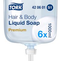 Tork Sæbe hair and body m farve og parfume S1, blå, 1 ltr