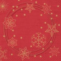 Duni Star Shine serviet, 3-lags, rød, 33 x 33 cm