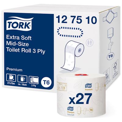 Tork  Extra Soft, Mid-size  T6, 3-lags, 70 m, hvid