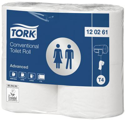 Tork toiletpapir T4, 2-lags, 61,6cm, hvid