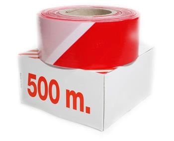 Afspærringsbånd rød/hvid, 500m x 50mm