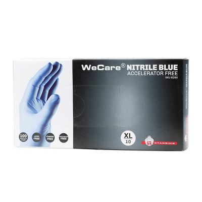 WeCare® Nitrile Blue, acceleratorfri engangshandske, pudderfri, blå, 10/XL