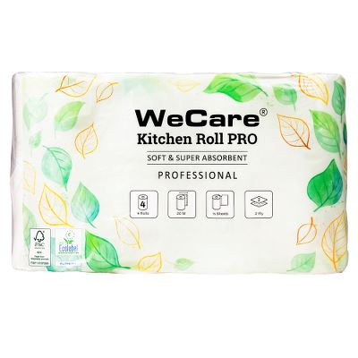 WeCare® Køkkenrulle pro, 2-lags, hvid, 20m 204 gr
